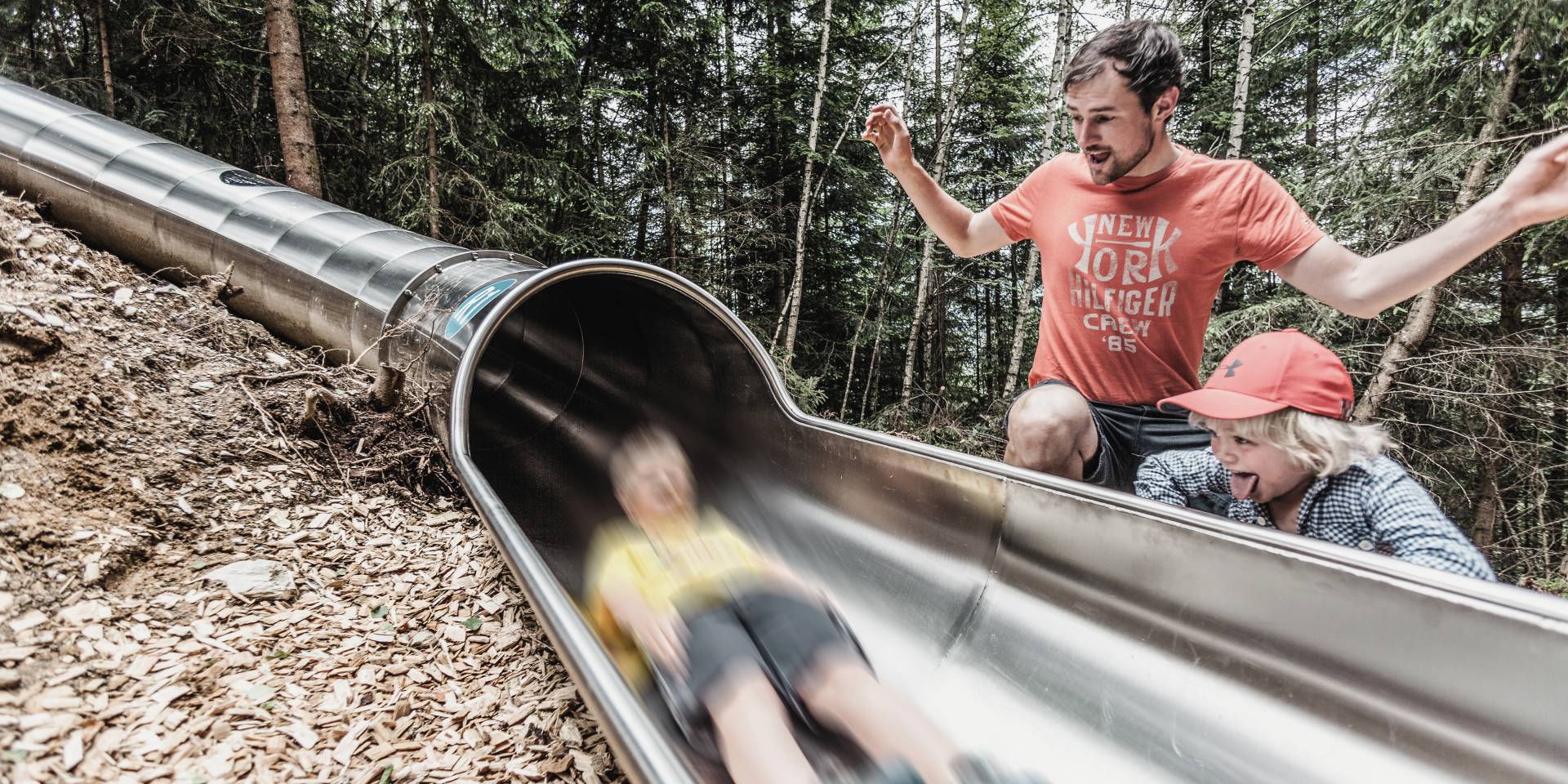 Summer at the HOCHKÖNIGIN in Maria Alm Hochkönig Family Family Holiday Family Time Out Children's Holiday Children's Hotel Family Hotel Slides Giant Slides Forest Slides Summer Toboggan Run