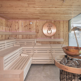 Swiss stone pine sauna with a view at Hotel die HOCHKÖNIGIN