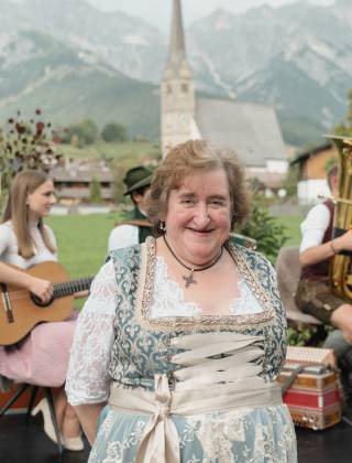 Renate Maier gstanzl icon at the HOCHKÖNIGIN summer party on the terrace