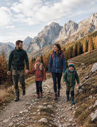 Familie beim Wandern im Herbst in Maria Alm am Hochkönig