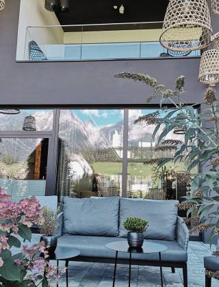 Terrace at the HOCHKÖNIGIN in Maria Alm in the Hochkönig region Salzburger Land