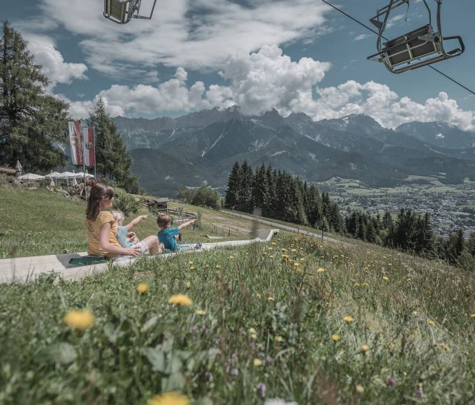 Summer at the HOCHKÖNIGIN in Maria Alm Hochkönig Family Family Holiday Family Time Out Children's Holiday Children's Hotel Family Hotel Slides Giant Slides Forest Slides Summer Toboggan Run