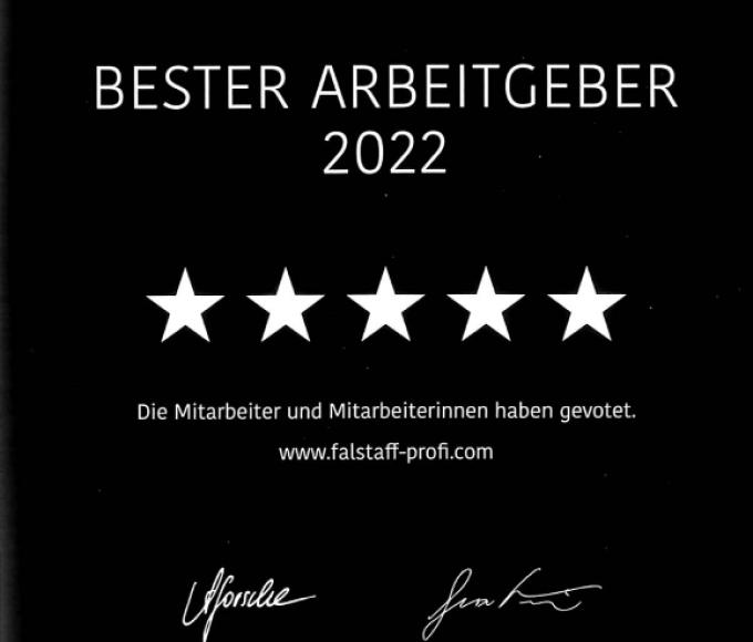 Auszeichnung Bester Arbeitgeber 2022 Falstaff