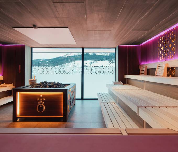 Hotel sauna with a view