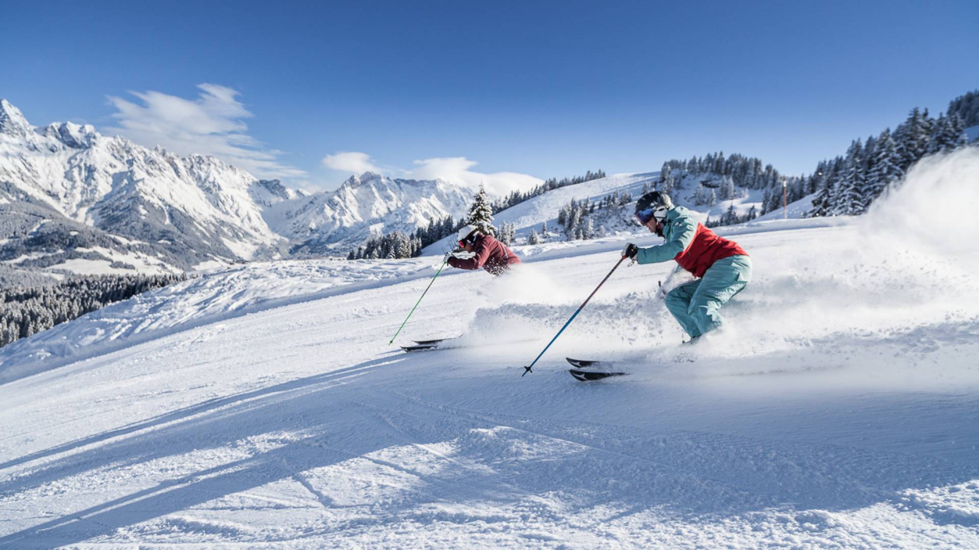 Skifahrer auf dem Hochkönig Österreich